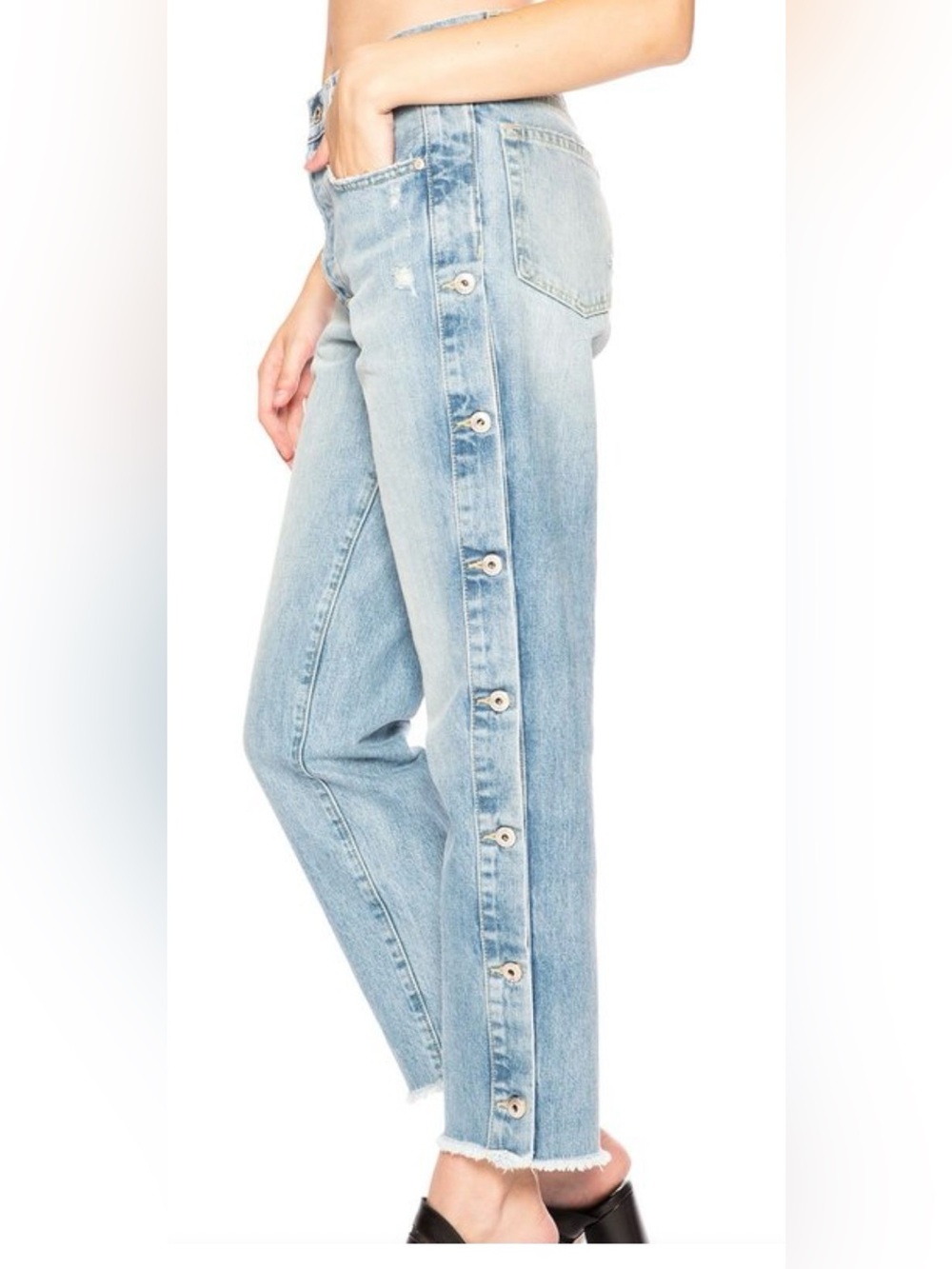 Jonathan Simkhai Light Blue Snap-Button Side Jeans